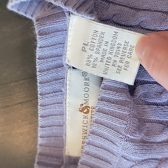 Preswick & Moore Lilac Purple Cable Knit Crewneck Sweater Size Petite Large - Picture 8 of 8
